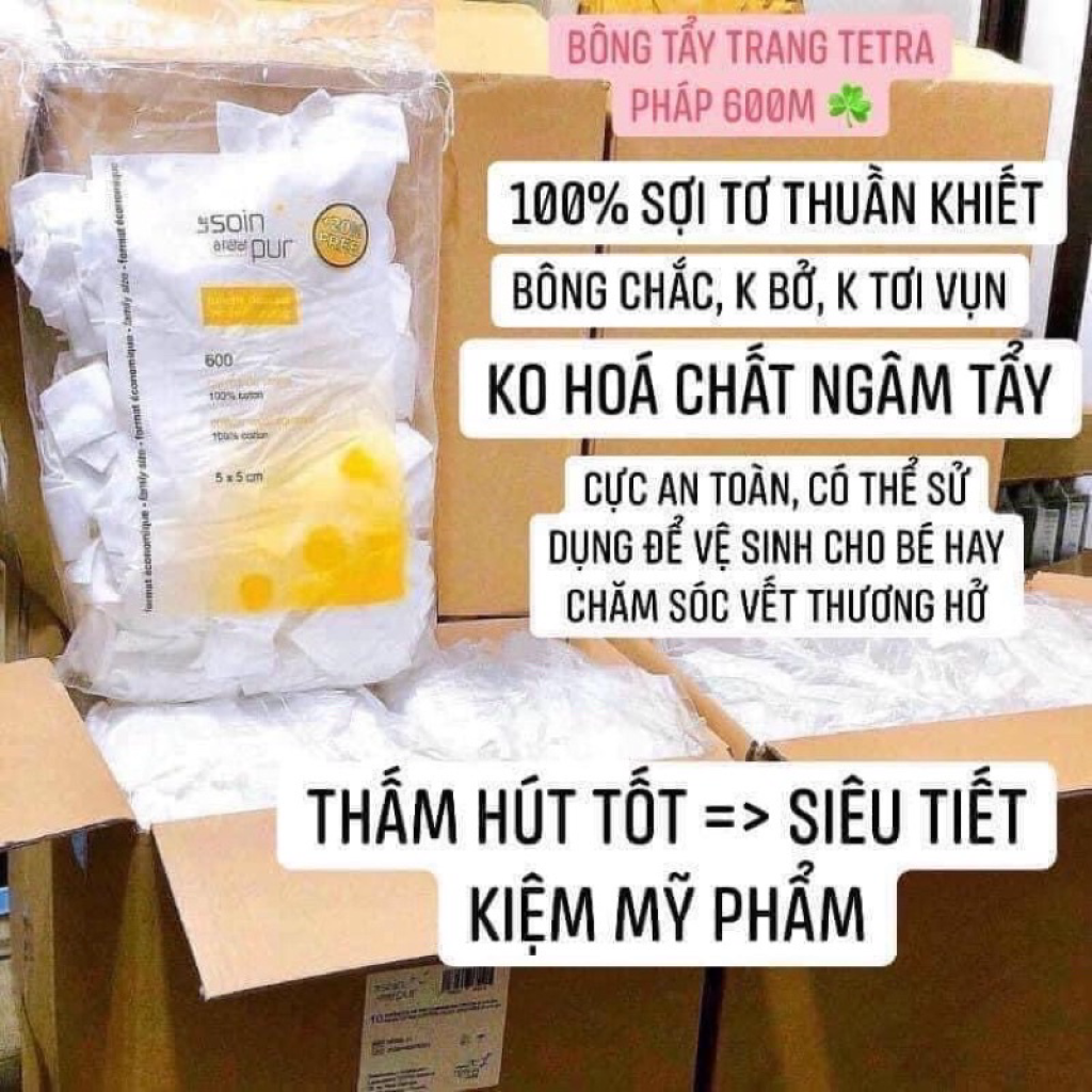 600 Miếng Bông Tẩy Trang Pháp Tetra Medical