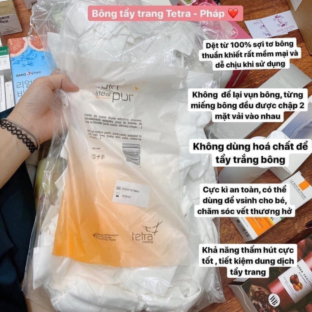 600 Miếng Bông Tẩy Trang Pháp Tetra Medical