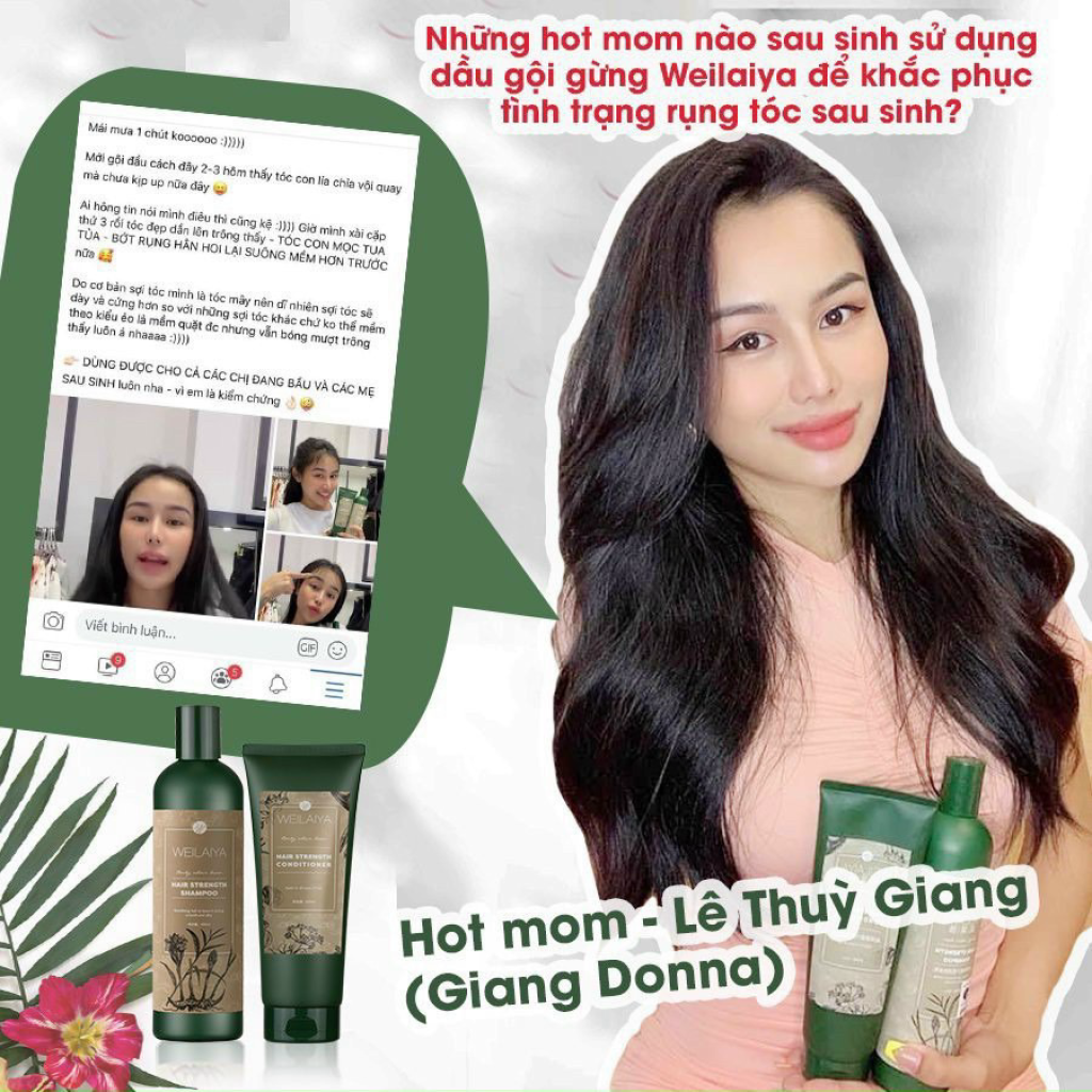 Bộ Dầu Gội Weilaiya Chính Hãng Tinh Chất Gừng Xanh Hà Thủ Ô Hỗ Trợ Mọc Tóc Ngăn Rụng Tóc - Cho Da Đầu Khô 400ml