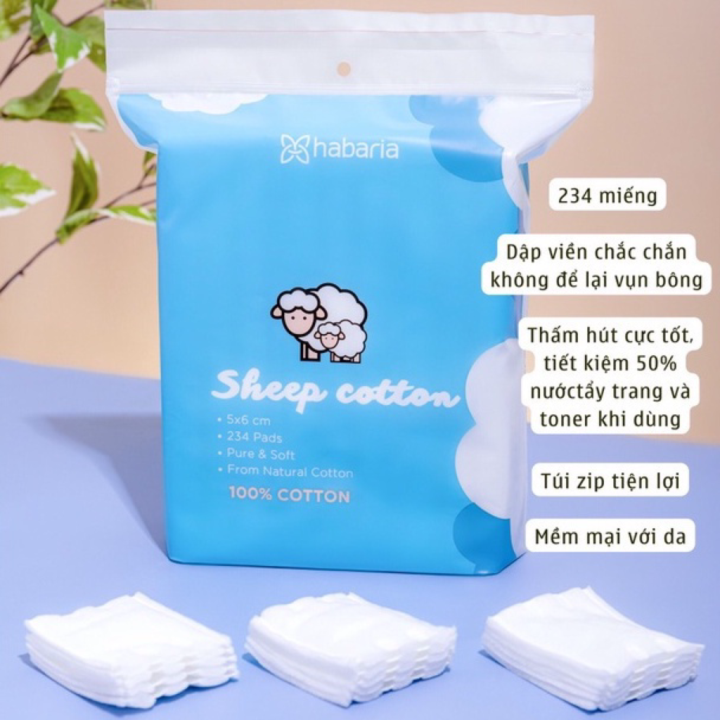 Bông Tẩy Trang Cừu habaria sợi To Bông Nguyên Chất 100 Cotton Tự Nhiên Mềm Mại An Toàn Cho Da
