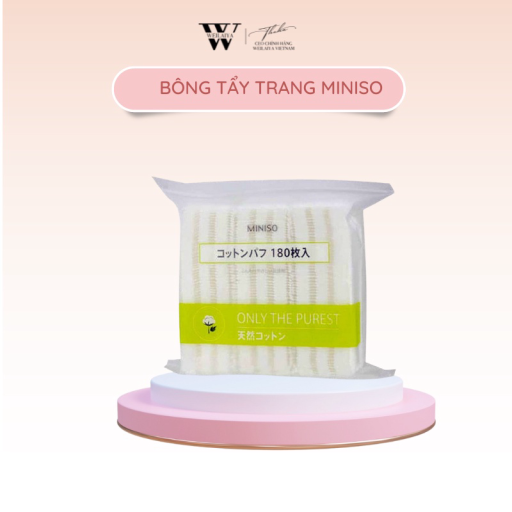 Bông Tẩy Trang Miniso Túi Zip 180 Miếng - Mềm Mịn - Tiết Kiệm