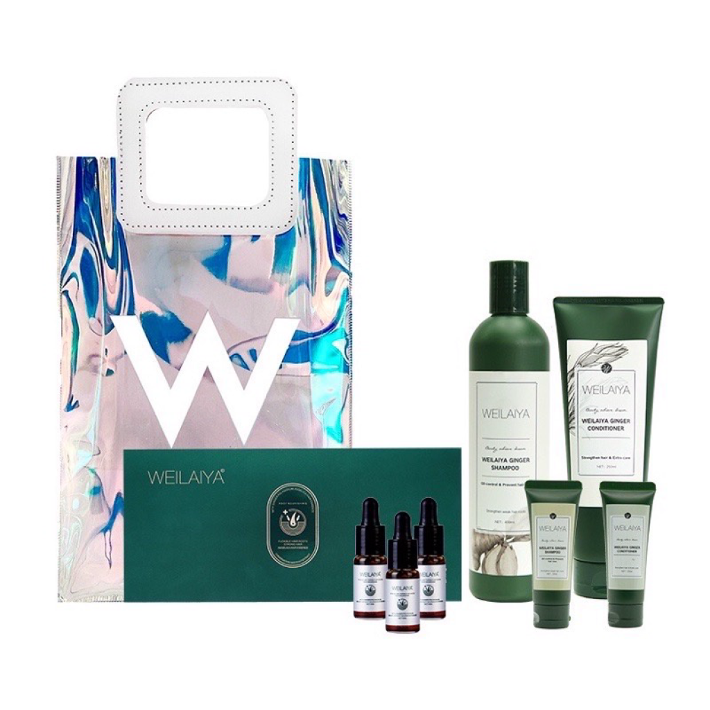 Combo Bộ Dầu Gội Xả Gừng Hà Thủ Ô và Tinh Chất Serum Huyết Thanh Kích Mọc Tóc Weilaiya