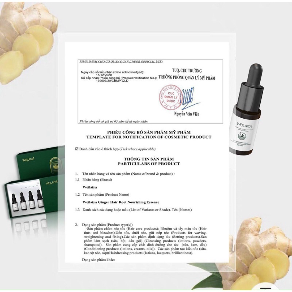 Combo Bộ Dầu Gội Xả Gừng Hà Thủ Ô và Tinh Chất Serum Huyết Thanh Kích Mọc Tóc Weilaiya