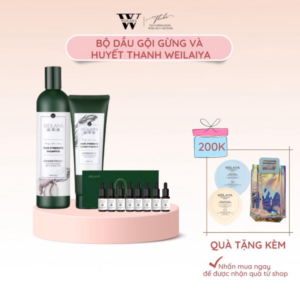 Combo Bộ Dầu Gội Xả Gừng và Tinh Chất Serum Huyết Thanh Kích Mọc Tóc Weilaiya