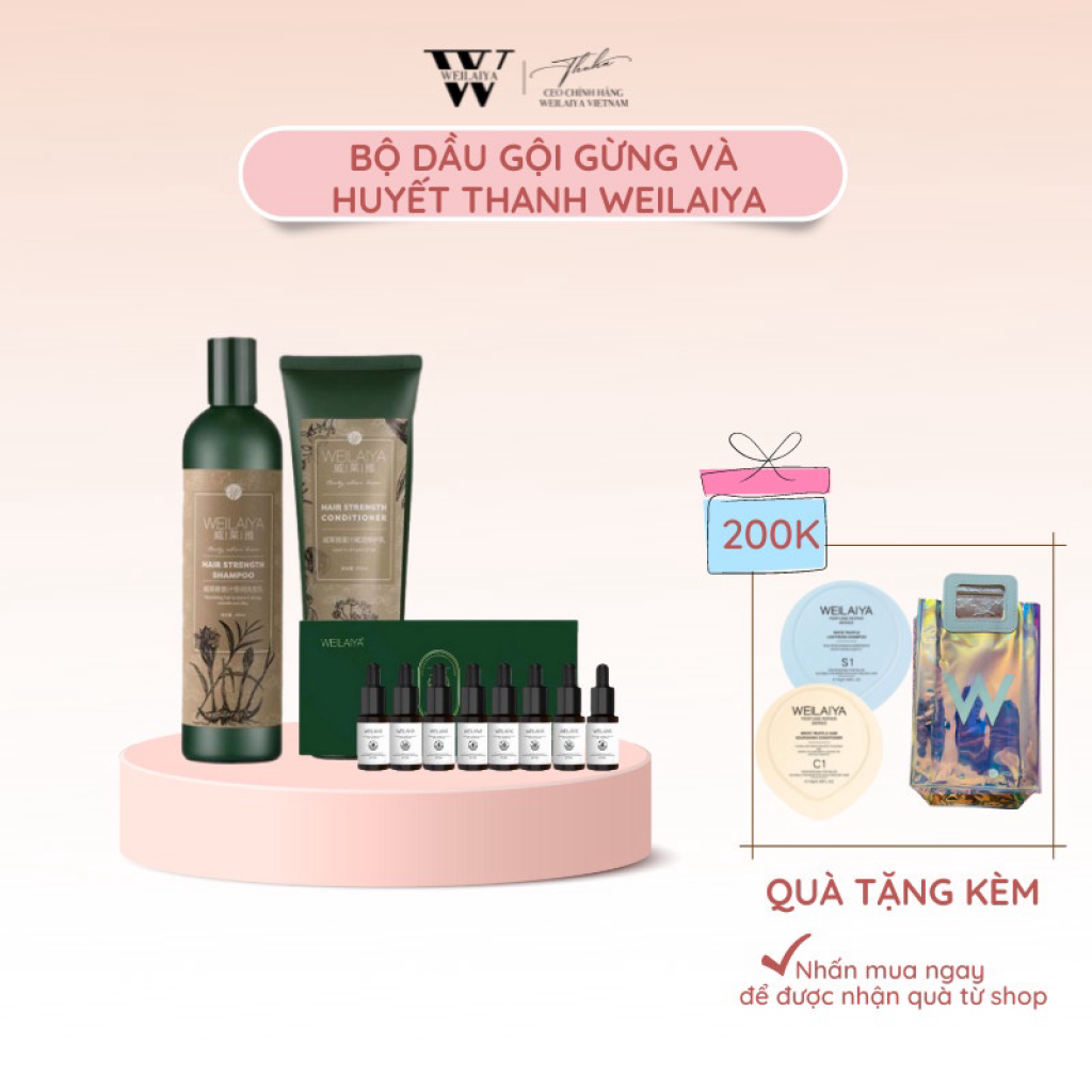 Combo Bộ Dầu Gội Xả Gừng và Tinh Chất Serum Huyết Thanh Kích Mọc Tóc Weilaiya