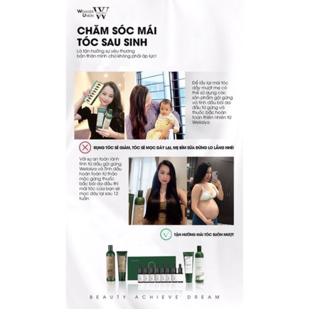 Combo Bộ Dầu Gội Xả Gừng và Tinh Chất Serum Huyết Thanh Kích Mọc Tóc Weilaiya