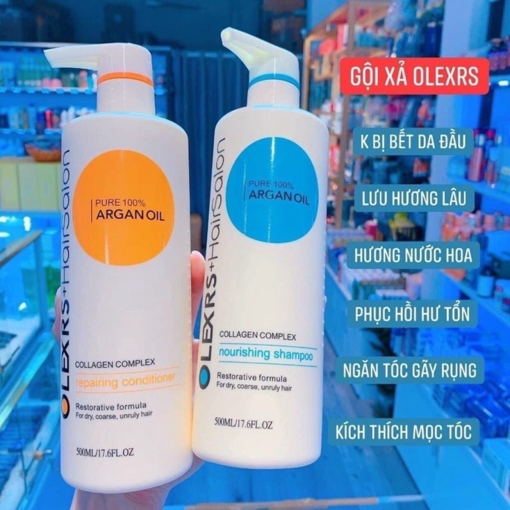 Dầu Gội Và Dầu Xả Cao Cấp Olexrs Argan Oil Hair Salon Collagen Complex-500ML