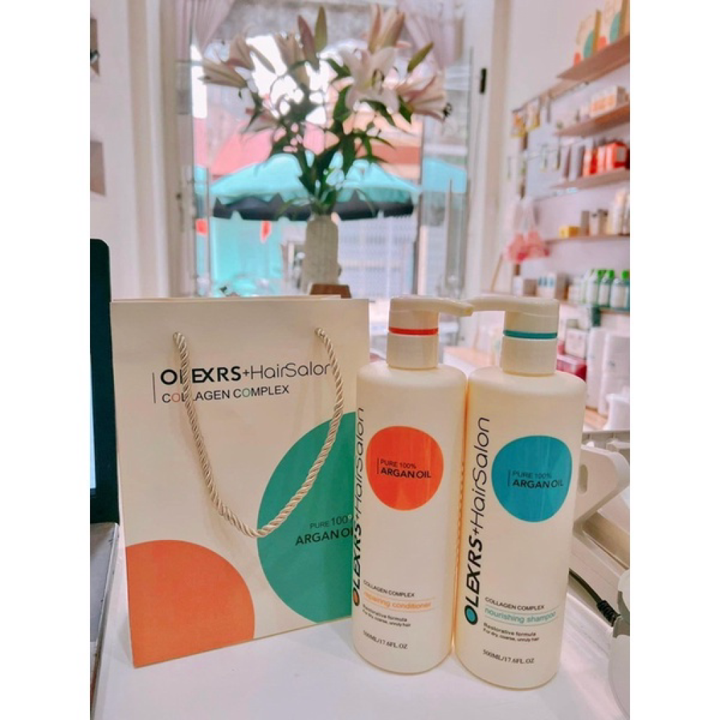 Dầu Gội Xả Olexrs Argan Oil Collagen Hair Salon Cao Cấp 960ml