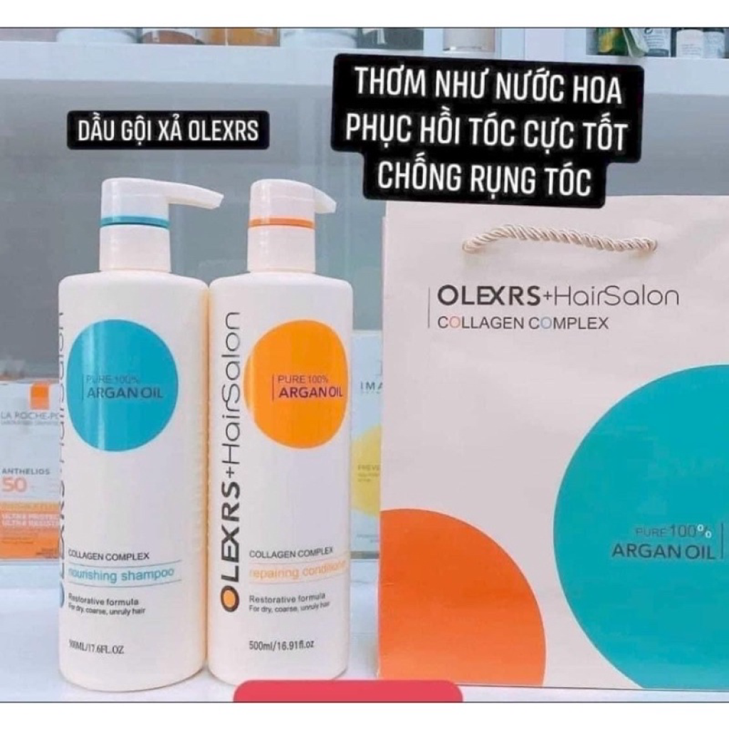 Dầu Gội Xả Olexrs Argan Oil Collagen Hair Salon Cao Cấp 960ml