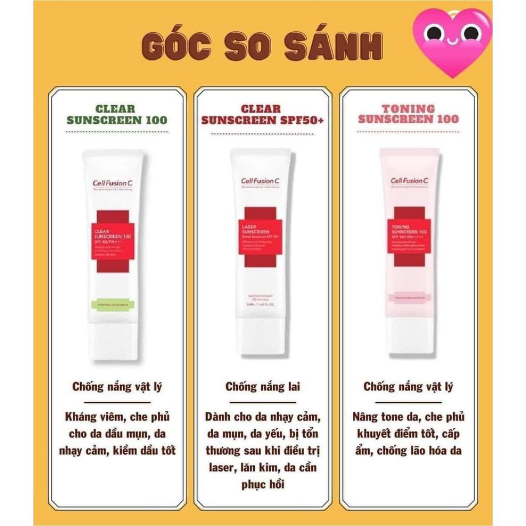 KEM CHONG NANG CELL FUSION C HA-N QUO-C NANG TONG CHO MOI LOAI DA TONING SUNSCREEN 100 SPF50
