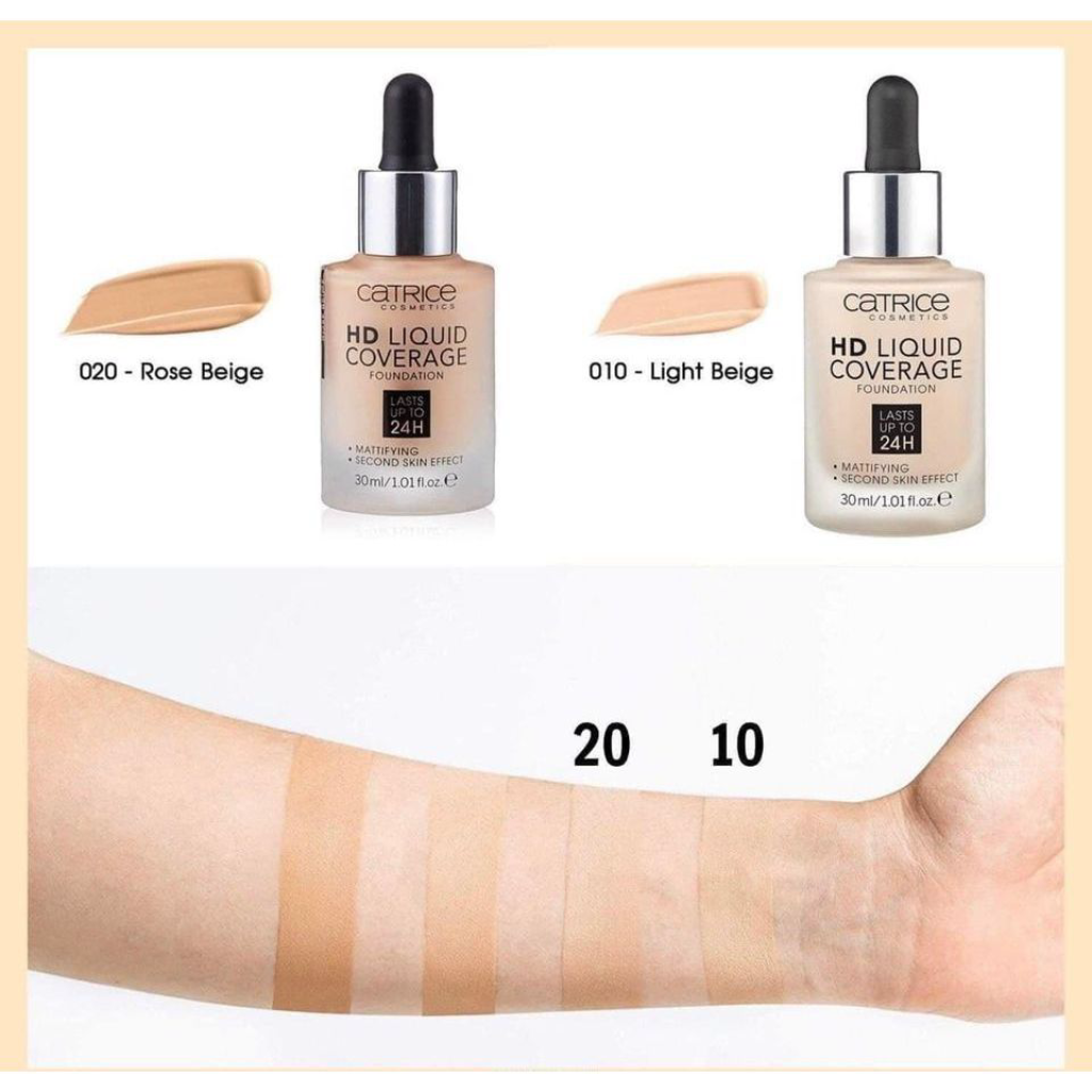 KEM NEN CATRICE HD LIQUID COVERAGE FOUNDATION- KEM NEN CHE PHU TU NHIEN TAO DO MIN MANG CHO DA 30ML