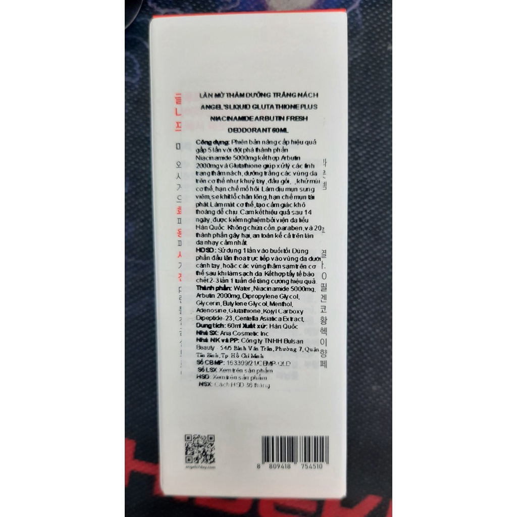 LAN NACH ANGEL-S LIQUID GLUTATHIONE NIACINAMIDE ARBUTIN WHITENING KHU MUI GIAM THAM 60ML