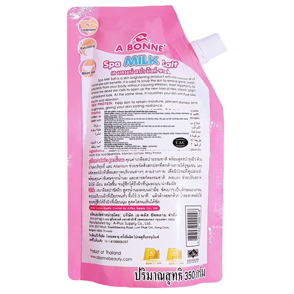 Muối Tắm Sữa Bò Abonne Tẩy Tế Bào Chết Body Và Da Mặt Thái Lan Hương Sữa Tươi 350g