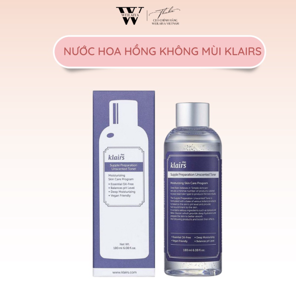 Nước Hoa Hồng Klairs Supple Preparation Unscented Toner 180ml