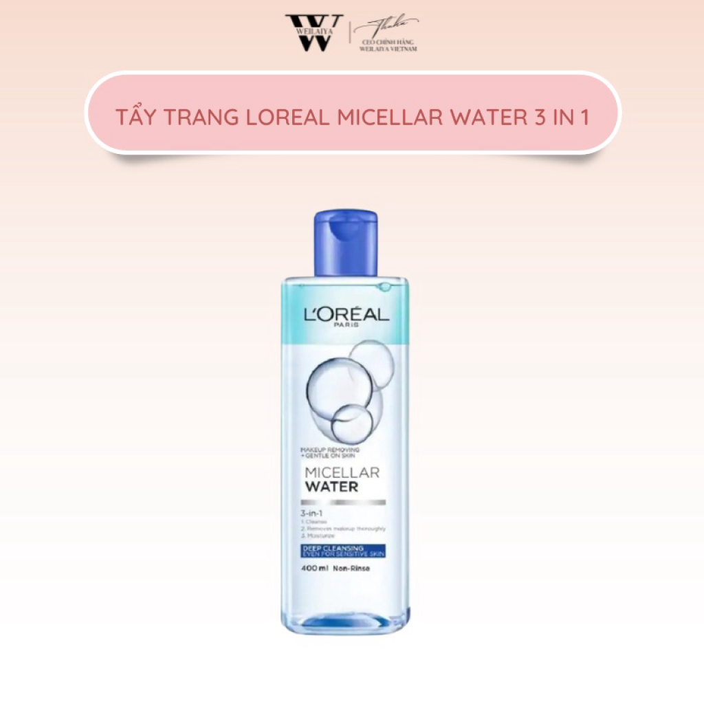 Nước Tẩy Trang Loreal Xanh Nhạt 3in1 Micellar Water 400ml