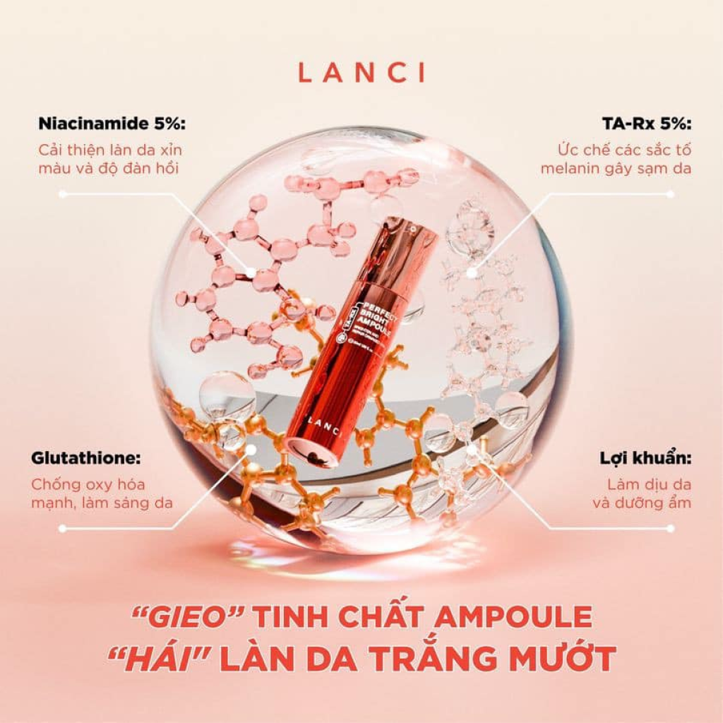 Serum Trắng Da Lanci Perfect bright Ampoule 50ml Hỗ Trợ Dưỡng Trắng da Mờ Đốm Nâu