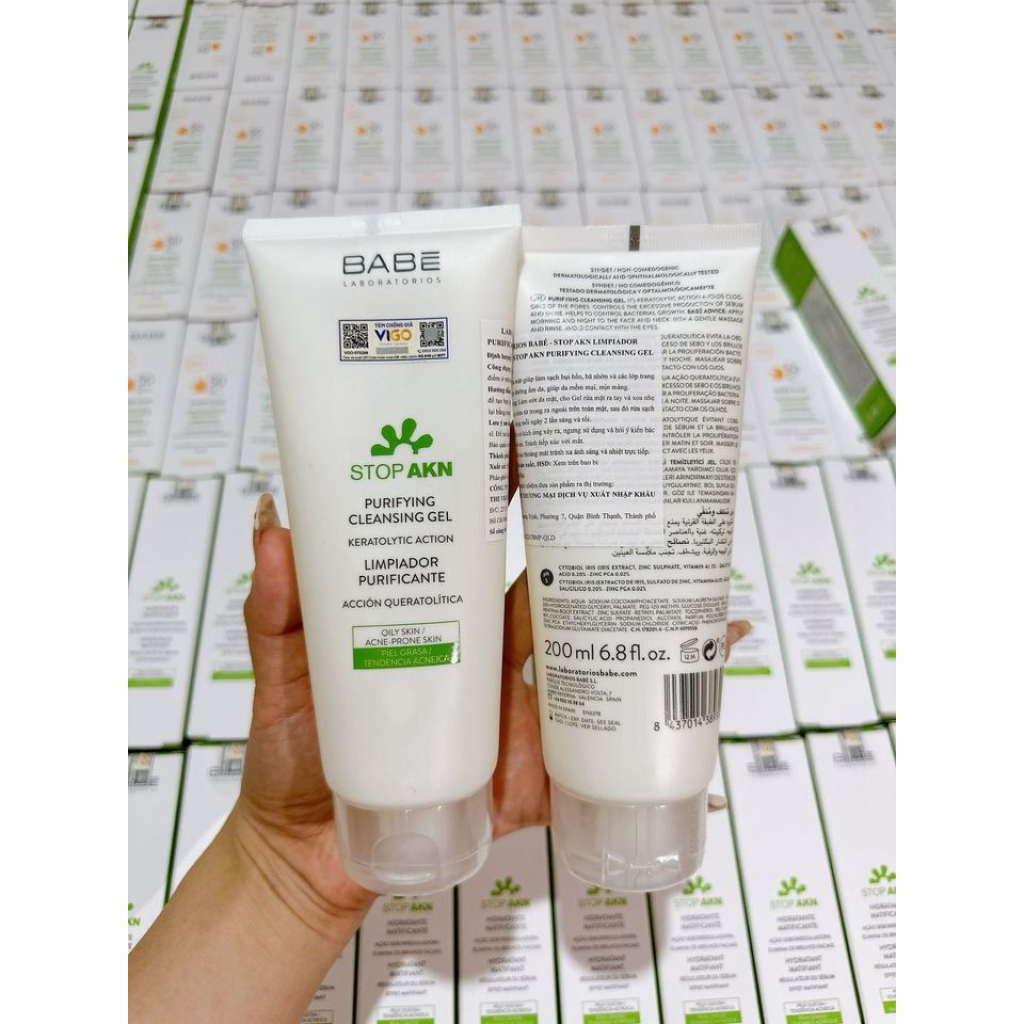 Sữa Rửa Mặt Babe Stop Akn Purifying Cleansing Gel 200ml Cho Da Mụn