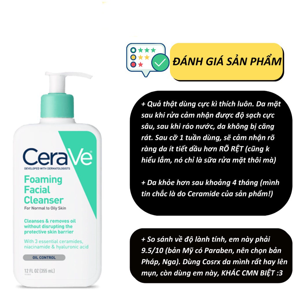 Sữa Rửa Mặt Cerave Dành Cho Da Thường Và Da Dầu Cerave Foaming Facial Cleanser 236ml