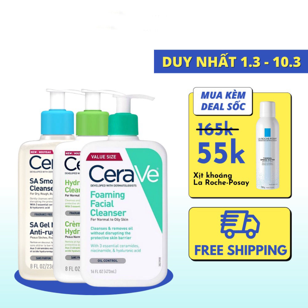 SUA RUA MAT CERAVE DIU NHE FOAMING FACIAL CLEANSER 236 ML