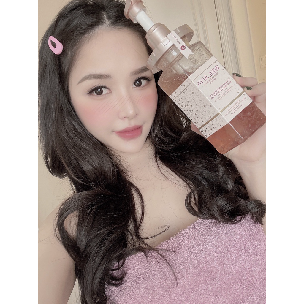 Sữa Tắm Trắng Da Tủy Mật Hoa Hồng Damask Weilaiya Hàng Chính Hãng_Grand Rose Extracts Whitening Shower Gel 450ml