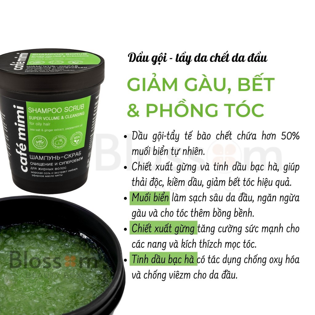 Cafe Mimi Shampoo Scrub Tẩy Da Chết Dành Riêng Cho Da Đầu - 330g Làm Sạch Sâu Ngừa Bết Tóc, Sạch Gàu