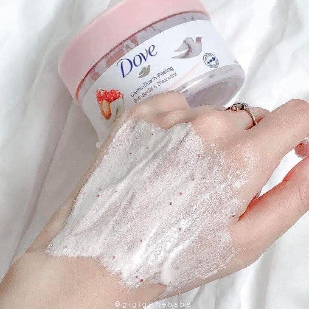 Tẩy Da Chết, Tế Bào Chết Dove Exfoliating Body Giúp Dưỡng Da Trắng Mịn Màng Macca & Lựu 225ml - Bản Đức