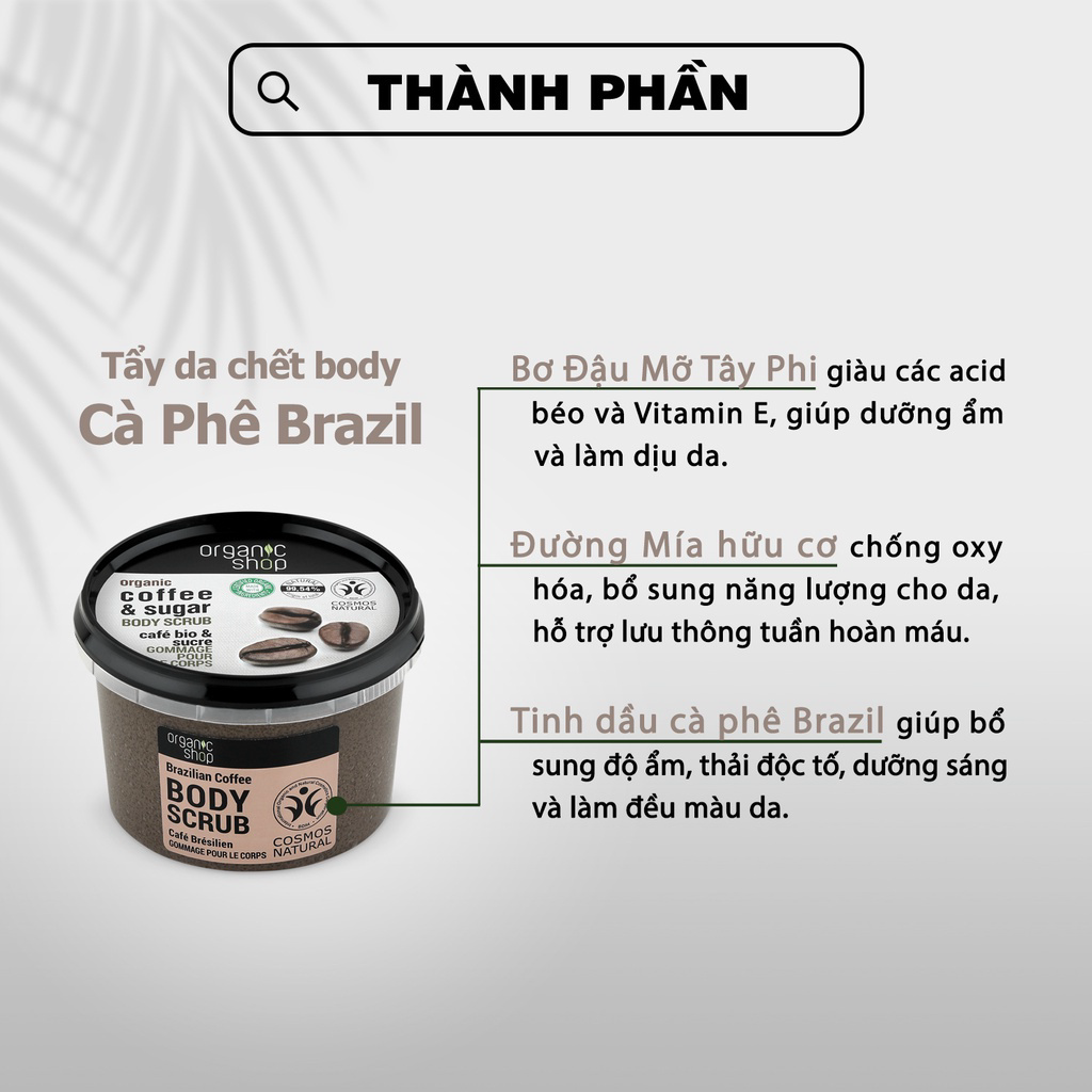 Tẩy Da Chết Toàn Thân Organic Coffee Sugar Body Scrub