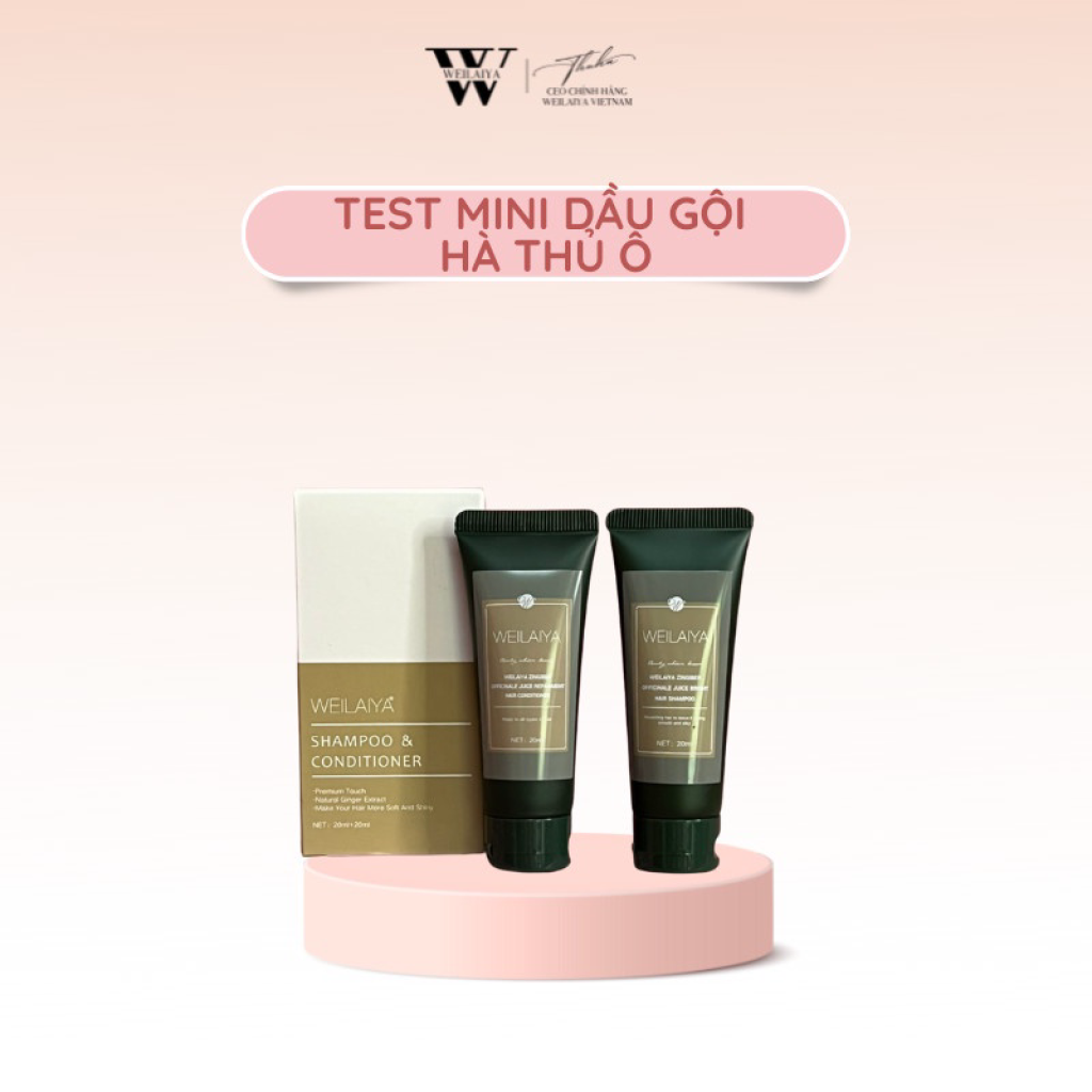 TEST MINI Dầu Gội Gừng, Gừng Hà Thủ Ô Weilaiya Giảm Rụng Tóc, Kích Mọc Tóc Nhanh Hợp Mọi Da Đầu ( gội 20ml + xả 20ml)