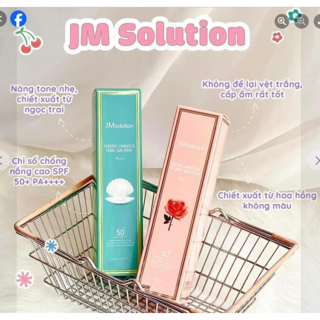 XIT CHONG NANG BAO VE DA JMSOLUTION GLOW LUMINOUS FLOWER SUN SPRAY-MARINE LUMINOUS PEARL SUN SPRAY SPF50
