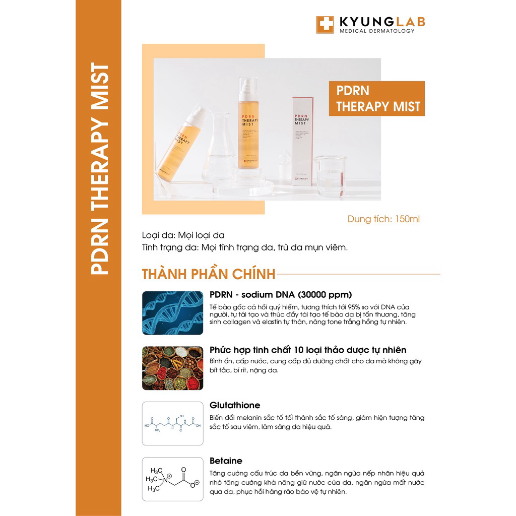 XIT KHOANG THAN KYUNG LAB CHINH HANG PDRN THERAPY MIST 150ML-XIT TE BAO GOC TANG SINH COLLAGEN CAP AM PHUC HOI BAO VE DA